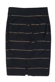 Current Boutique-Brunello Cucinelli - Grey Skirt w/ Bronze Ribbed Trim Sz 6