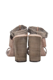 Current Boutique-Brunello Cucinelli - Tan Pebbled & Braided Leather Block Mule Heels Sz 11