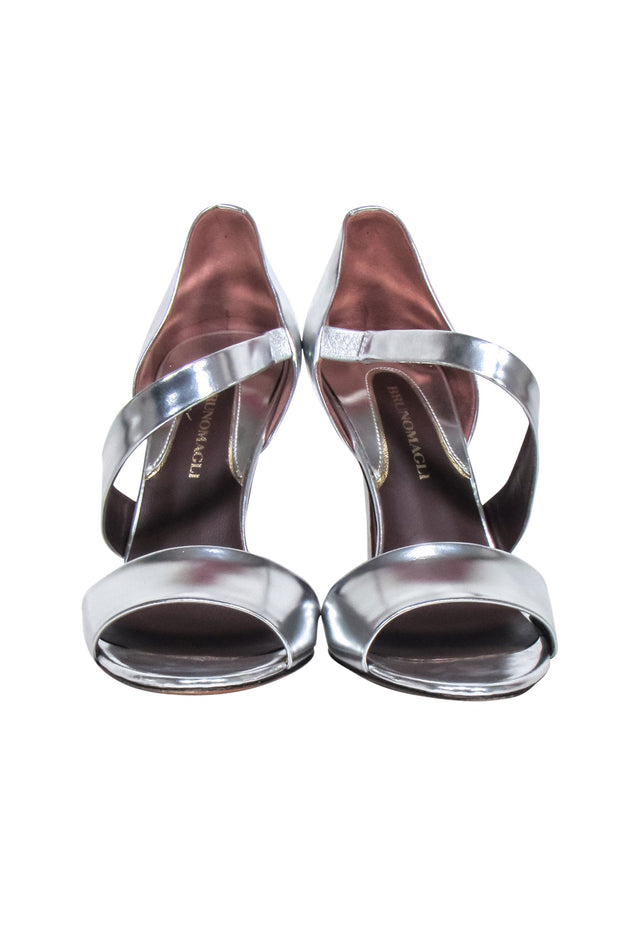 Current Boutique-Brunomagli - Silver Metallic Open Toe Pumps Sz 6.5