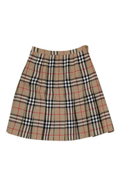 Current Boutique-Burberry - Beige, Black, & Red Tartan Plaid Pleated Skirt Sz 2