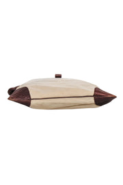 Current Boutique-Burberry - Beige Canvas Shoulder Bag w/ Brown Leather Trims