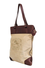 Current Boutique-Burberry - Beige Canvas Shoulder Bag w/ Brown Leather Trims