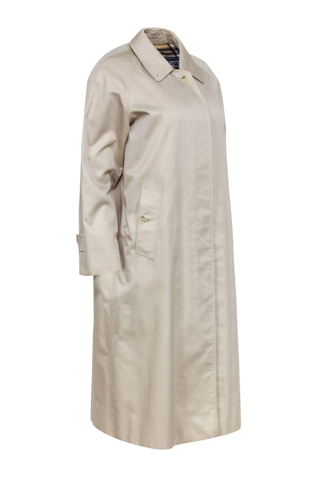 Current Boutique-Burberry - Beige Covered Button Trench Coat Sz 8P