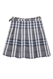 Current Boutique-Burberry - Beige, Grey, & Black Metallic Plaid Pleated Skirt Sz 2