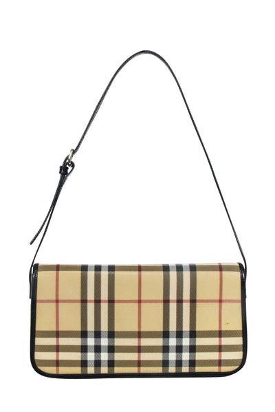 Current Boutique-Burberry - Beige Signature Plaid Haymarket Baguette Shoulder Bag