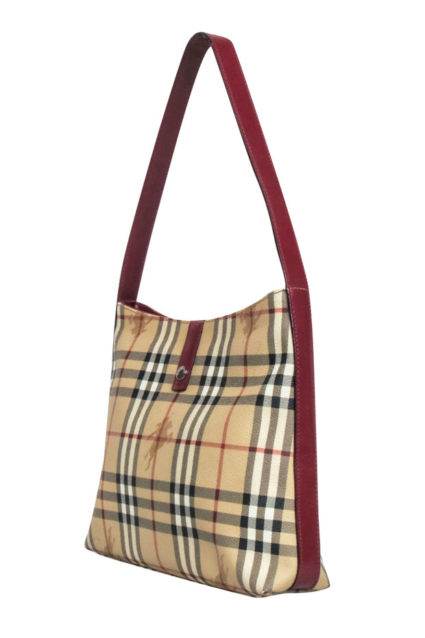 Current Boutique-Burberry - Beige Signature Plaid Logo Shoulder Bag