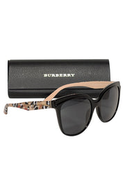 Current Boutique-Burberry - Black Frames with Abstract Tartan Plaid Legs Sunglasses