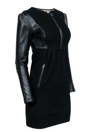 Current Boutique-Burberry - Black Leather Long Sleeve Mini Dress Sz 2