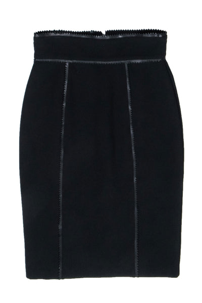 Current Boutique-Burberry - Black Pencil Skirt w/ Scalloped Edges Sz 6