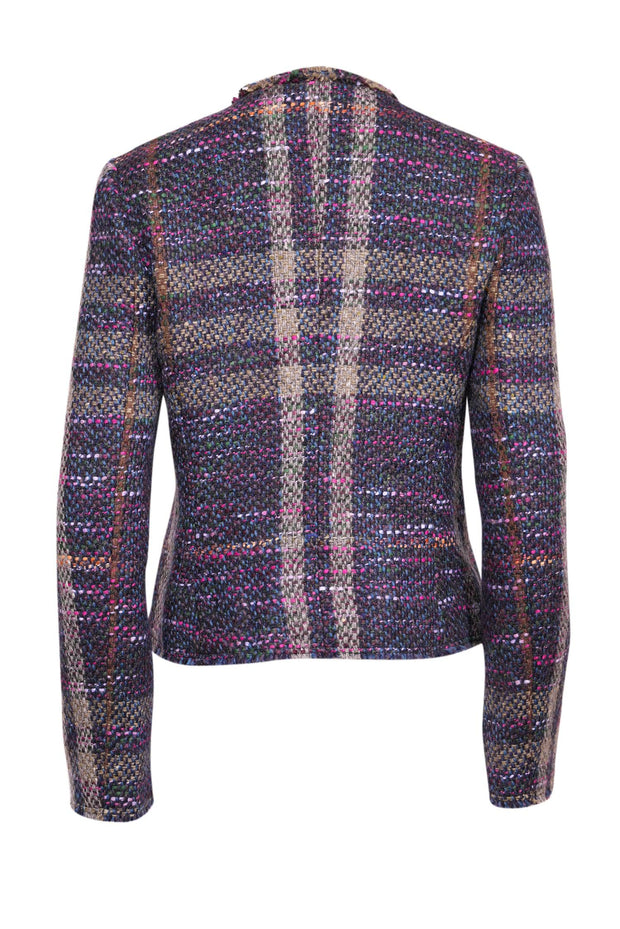 Current Boutique-Burberry - Black, Pink, Teal, & Orange Multi Color Tweed Jacket Sz 10