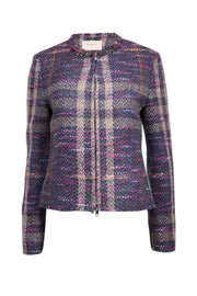Current Boutique-Burberry - Black, Pink, Teal, & Orange Multi Color Tweed Jacket Sz 10