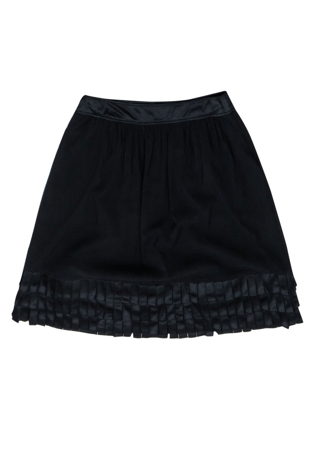 Current Boutique-Burberry - Black Silk Skirt w/ Chunky Fringe Hem Sz 4