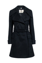 Current Boutique-Burberry - Black Wool Blend Double Breasted Short Coat Sz 8