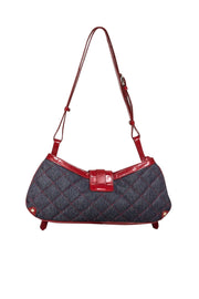 Current Boutique-Burberry - Blue Chambray Quilted Shoulder Bag w/ Red Leather Trims