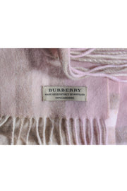 Current Boutique-Burberry - Blush & Beige Wide Plaid Fringe Scarf
