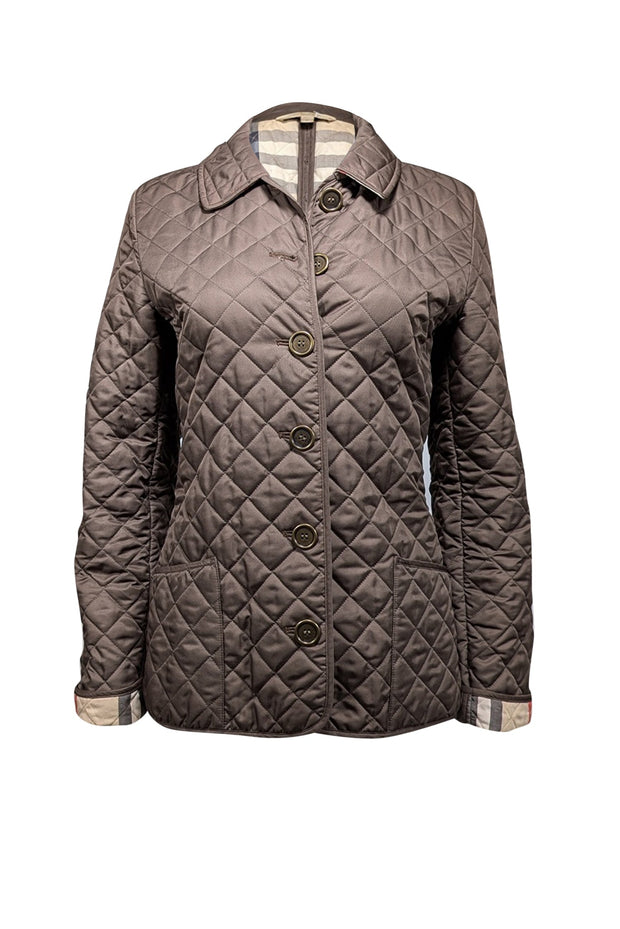 Current Boutique-Burberry - Brown Quilted Button Front Jacket Sz M