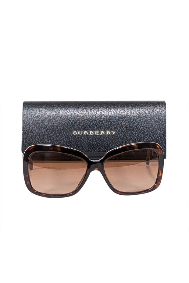 Current Boutique-Burberry - Brown Rounded Square Sunglasses w/ Signature Plaid Sides