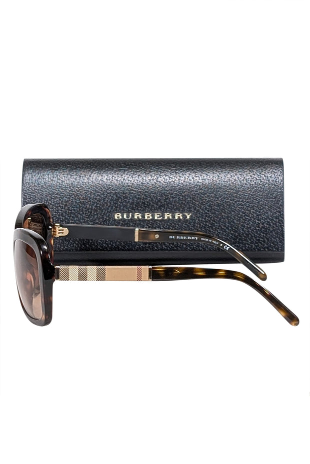 Current Boutique-Burberry - Brown Rounded Square Sunglasses w/ Signature Plaid Sides