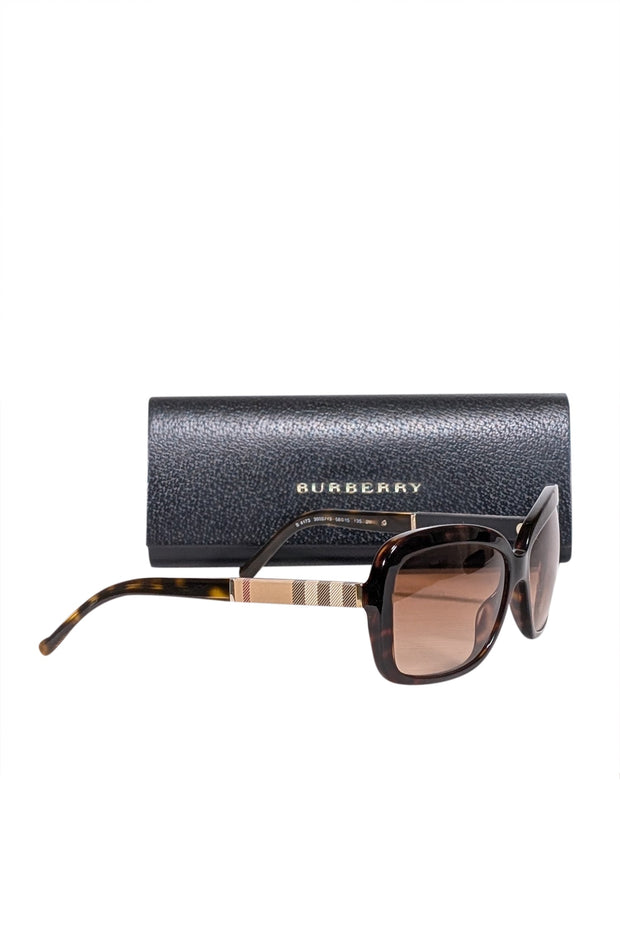 Current Boutique-Burberry - Brown Rounded Square Sunglasses w/ Signature Plaid Sides