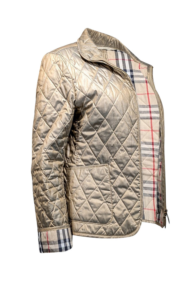 Current Boutique-Burberry - Gold Iridescent Quilted Jacket Sz S