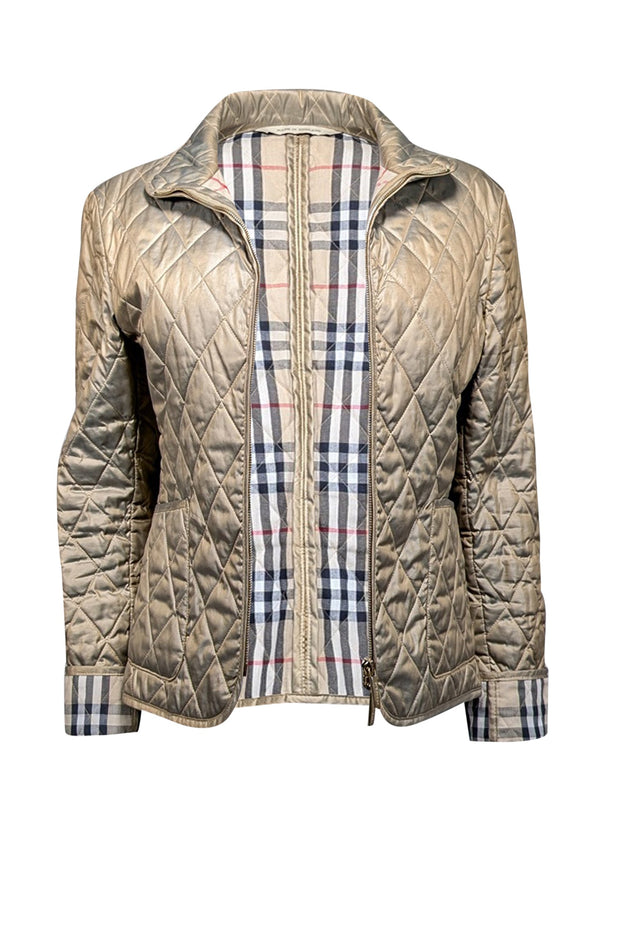 Current Boutique-Burberry - Gold Iridescent Quilted Jacket Sz S