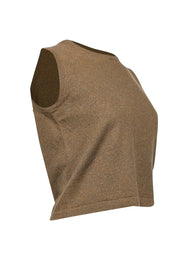 Current Boutique-Burberry - Green & Brown Mix Cashmere Sleeveless Knit Top Sz M