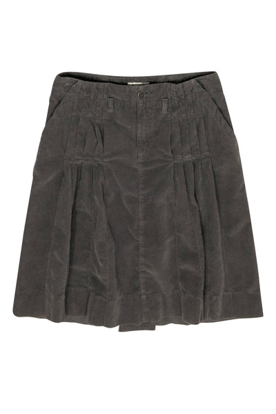 Current Boutique-Burberry - Green Corduroy Pleated Knee Skirt Sz 4