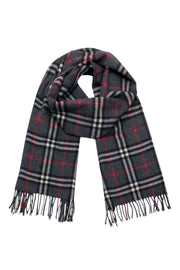 Current Boutique-Burberry - Grey, Black, & Red Plaid Cashmere Scarf