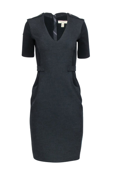 Current Boutique-Burberry - Grey & Black Short Sleeve Sheath Dress Sz 4
