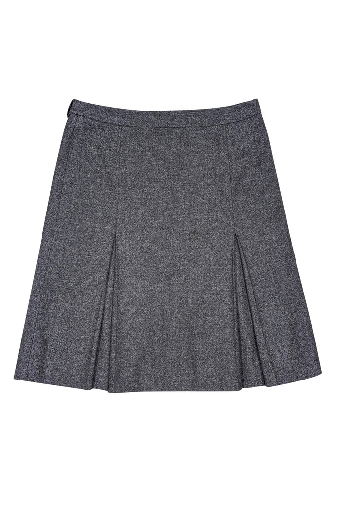 Burberry Grey Wool Blend Pleated Skirt Sz 6 Current Boutique