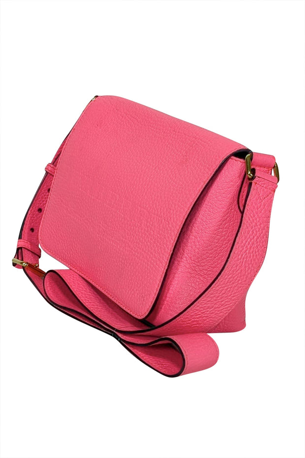 Current Boutique-Burberry - Hot Pink Pebbled Leather Front Flap Crossbody Bag