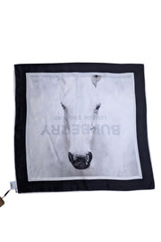 Current Boutique-Burberry - Ivory Silk Scarf w/ Logo Font & Horse Face Print Scarf