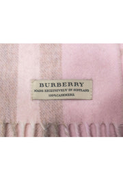 Current Boutique-Burberry - Pink & Beige Small Plaid Fringe Scarf