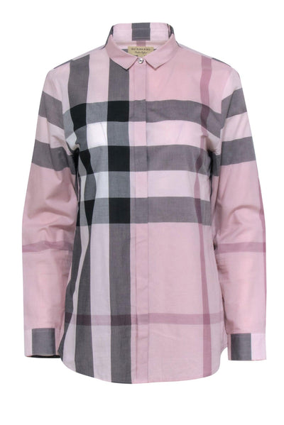 Current Boutique-Burberry - Pink & Black Plaid Button Down Shirt Sz M