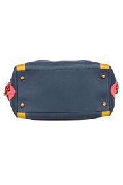 Current Boutique-Burberry Prorsum - Navy, Peach & Yellow Hand Painted Leather Bowler Bag
