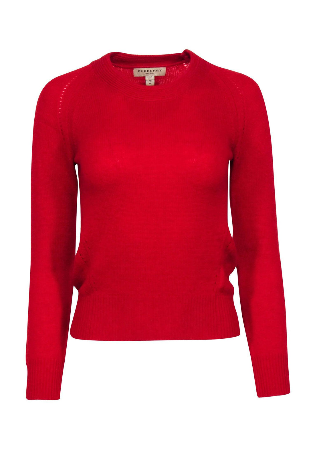 Burberry - Red Cashmere Knit Sweater Sz XS – Current Boutique