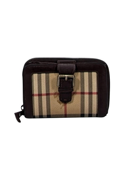 Current Boutique-Burberry - Signature Beige Tartan Plaid & Brown Leather Trim Wallet