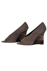 Current Boutique-Burberry - Taupe Suede Slip-On Wedges w/ Marbled Heel Sz 10