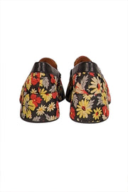 Ganni - Black, Red, & Green Brocade Floral Platform Loafers Sz 8