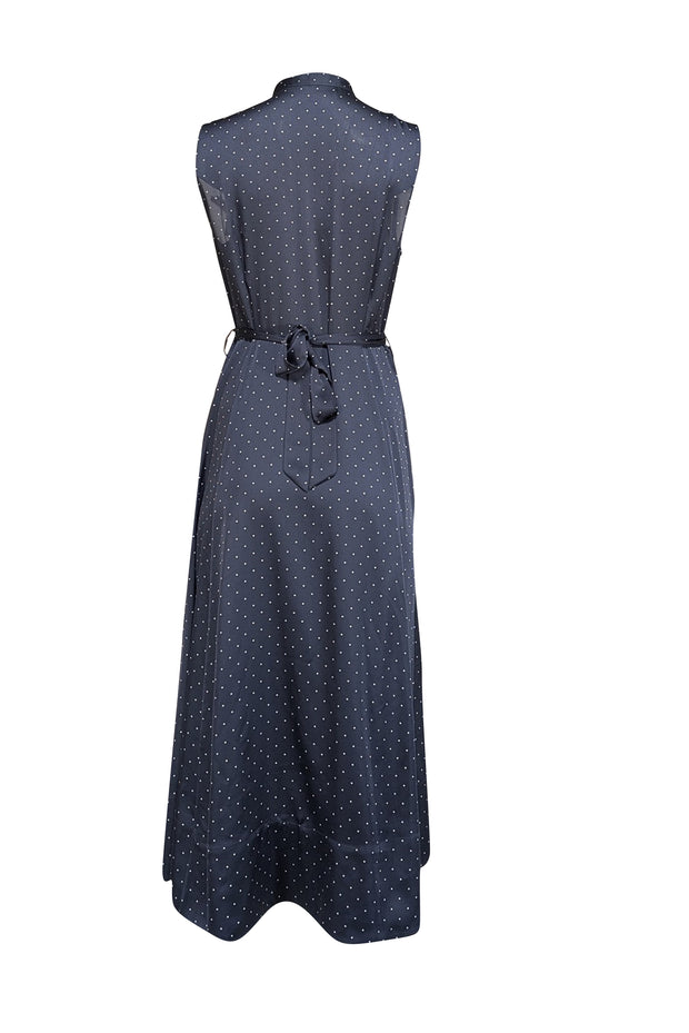 Equipment - Navy w/ White Polka Dot Print Sleeveless Dress Sz 8