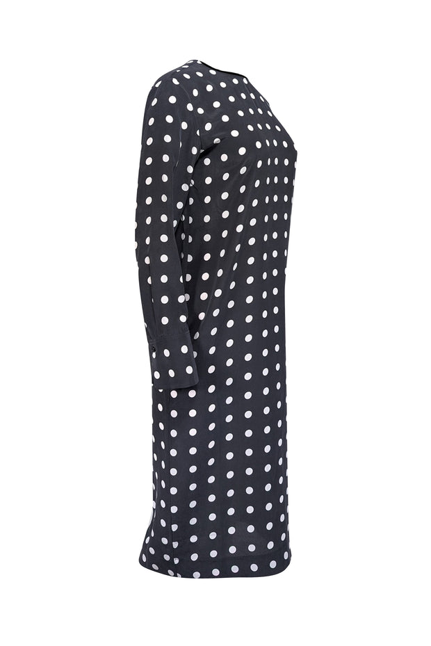 Equipment - Black w/ Cream Polka Dot Print Silk Dress Sz S