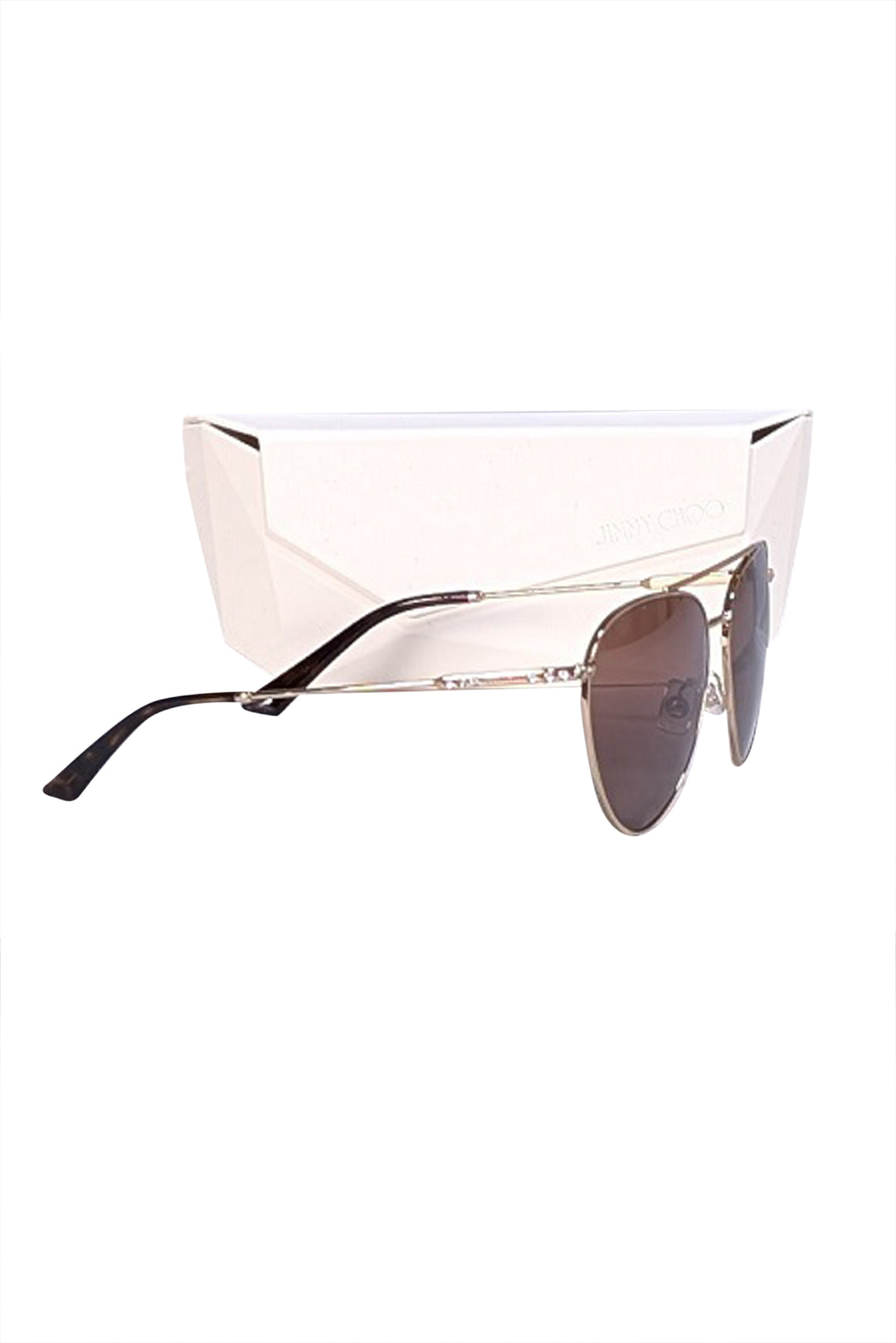 Jimmy Choo - Brown & Gold Aviator Sunglasses | Current Boutique display picture 2