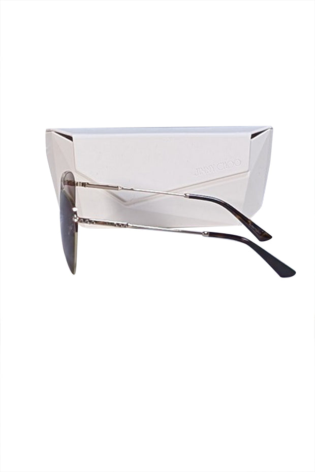 Jimmy Choo - Brown & Gold Aviator Sunglasses - Current Boutique