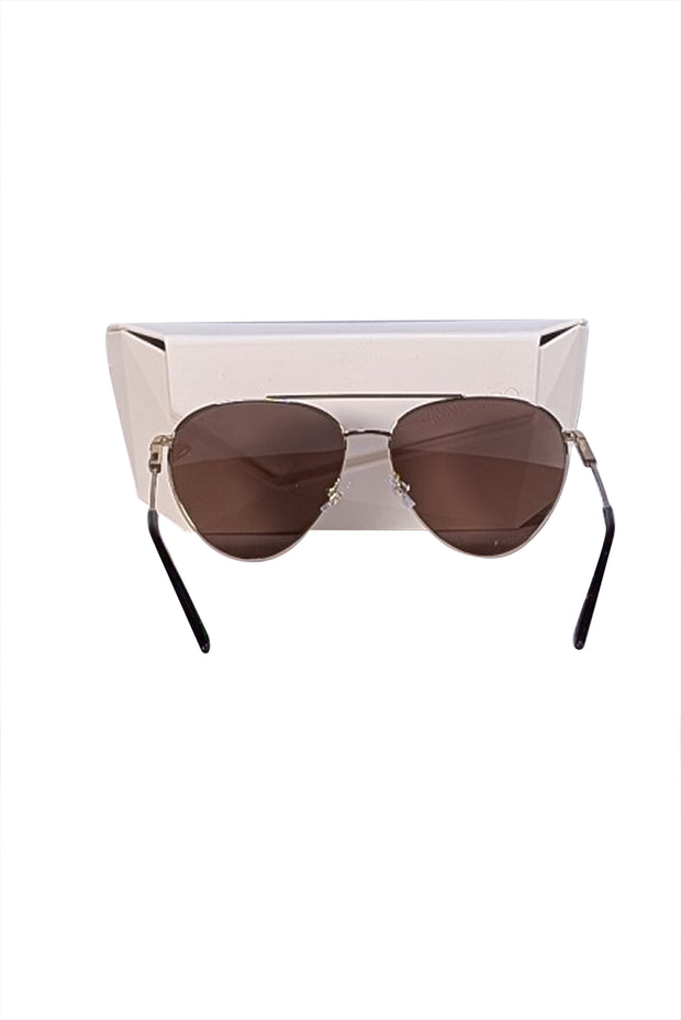 Jimmy Choo - Brown & Gold Aviator Sunglasses - Current Boutique