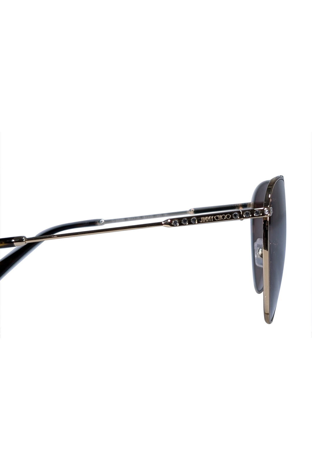 Jimmy Choo - Brown & Gold Aviator Sunglasses | Current Boutique display picture 3