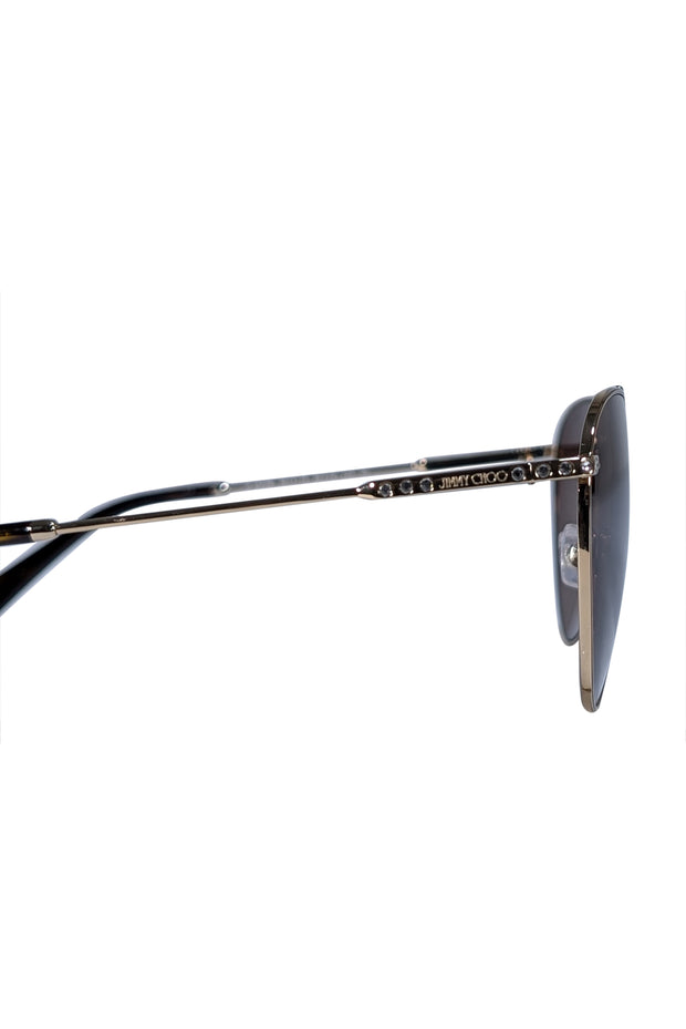 Jimmy Choo - Brown & Gold Aviator Sunglasses - Current Boutique