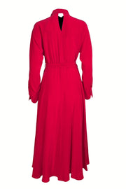 Equipment - Red Silk Long Sleeve Shirt Dress Sz 6 - Current Boutique