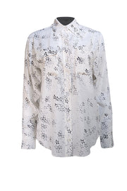 Equipment - White & Black Star Print Button Front Shirt Sz S