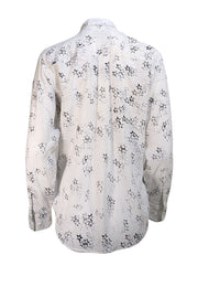 Equipment - White & Black Star Print Button Front Shirt Sz S