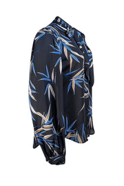 Equipment - Black, Blue, & Yellow Print Satin Top Sz S